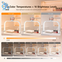 Lampe de bureau F-700C 70CM, lumière demi-lune, 3 modes de couleur, 10 niveaux de luminosité réglables, lumière sans ombre pour salon de manucure et maquillage