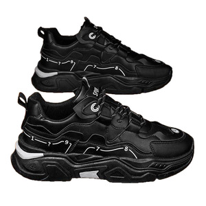 Chaussures de papa pour hommes les plus vendues, de haute qualité, baskets tendance à semelle épaisse, décontractées, pour étudiants, en maille blanche, avec empeigne en PU pour le printemps - Product Image 4