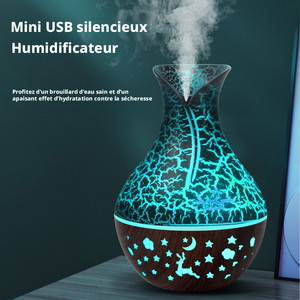 Humidifier Mini Plastik Motif Kayu 150ml, Tenaga USB, Senyap untuk Mobil & Meja (Sampel Gratis) - Product Image 1