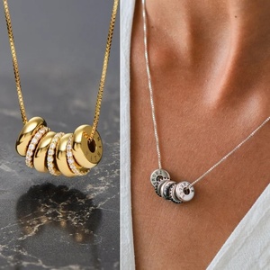 <span class=keywords><strong>Perline</strong></span> intagliate in acciaio inossidabile <span class=keywords><strong>collana</strong></span> <span class=keywords><strong>con</strong></span> pendente cavo rotondo scritte personalizzate gioielli ispirati intarsiati <span class=keywords><strong>con</strong></span> zircone CZ regalo da donna - Product Image 5