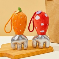 Porte-clés en peluche personnalisé en forme de fourchette, doux et mignon, motif dessin animé alimentaire ou végétal, breloque de sac, cadeau pour enfants, vente en gros, fabricant OEM ODM