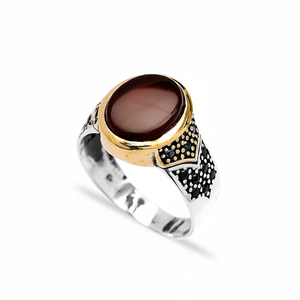 Agate Oval Shape Gemstone Authentic <b>Men</b> <b>Ring</b> Turkish Wholesale Handmade 925 Sterling <b>Silver</b> - Product Image 2
