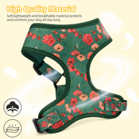 Ensemble Harnais Floral Personnalisé en Polyester pour Chien avec Collier Réglable, Laisse, Porte-Sac à Déchets et Nœud Papillon – Mode Personnalisée, Vente en Gros OEM