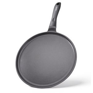 <span class=keywords><strong>Poêle</strong></span> à crêpes antiadhésive en métal noir, disponible en OEM, <span class=keywords><strong>poêle</strong></span> à pancakes, <span class=keywords><strong>poêle</strong></span> à tortillas plate saine et non toxique avec manche en bois, compatible tous feux - Product Image 1