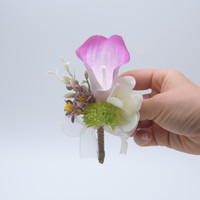 Broche de corsage en fleurs de calla artificielles en soie professionnelle - Luxe moderne pour la mariée, le marié, les demoiselles d'honneur, le témoin - Mariage, fiançailles