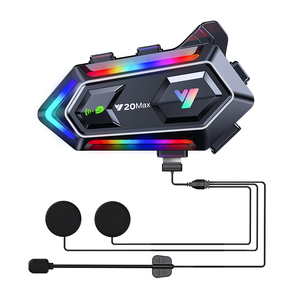 Y20MAX 16แสง RGB effetcs การจับคู่อินเตอร์คอมการเล่นสกี300เมตร2คนพูดชุดหูฟังสื่อสารสำหรับหมวกกันน็อกชุดหูฟังอินเตอร์เฟส TYPE-C - Product Image 1