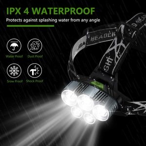 Lampe frontale multifonction rechargeable par USB pour la pêche <span class=keywords><strong>de</strong></span> nuit, 5 LED, focalisation fixe, puissante, vente en gros, éclairage <span class=keywords><strong>de</strong></span> camping en plein air - Product Image 6