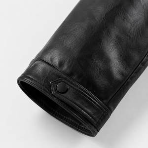 Veste bomber en cuir PU à col large et cordon de serrage de style britannique pour femmes en hiver - Product Image 5