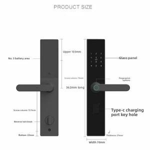 Tay nắm cửa điện tử thông minh TTlock màu đen, tích hợp WiFi, nhận dạng vân tay sinh trắc học, dùng cho nhà ở/ký túc xá - Product Image 6