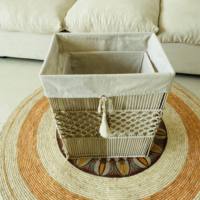Grand panier de rangement pour dortoir essentiel-respirant en corde de coton Panier à vêtements hygiénique Doublure détachable Organisation Paniers tissés