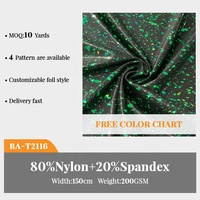 Lots en stock de tissu en nylon spandex tricoté holographique brillant à points mystiques néon, pour vêtements de danse, maillots de bain et performances