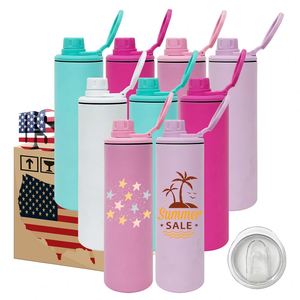 Bouteille d'eau à double paroi de 20 oz, couleurs assorties, avec 2 couvercles, pour sublimation, couvercle à rabat anti-fuite, gobelet isotherme, entrepôt USA - Product Image 1