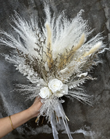 Bouquet de mariée en herbe de la pampa blanche et eucalyptus, 45 cm, fleurs séchées, décoration intérieure, Saint-Valentin, Noël, vente en gros