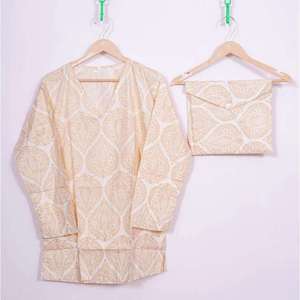 Pijamas de Algodón de Diseño Premium para Mujer, Conjunto de 2 Piezas, Cuello Redondo Suave, Manga Larga, Ropa de Dormir Transpirable, Tallas S-XXL - Product Image 1