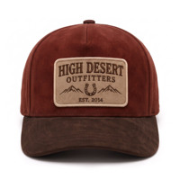 Casquette de baseball en daim à 5 panneaux, structurée, profil haut, bicolore, style vintage, avec logo brodé personnalisé, pour homme, printemps-automne