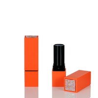 Tube de rouge à lèvres bleu orange de marque privée contenant de rouge à lèvres carré avec pièce supérieure bling spot