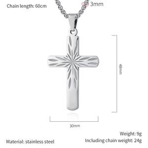 Collana da Uomo in Acciaio Inossidabile con Croce e Pendente Vintage di Gesù, Gioielli all'Ingrosso - Product Image 2