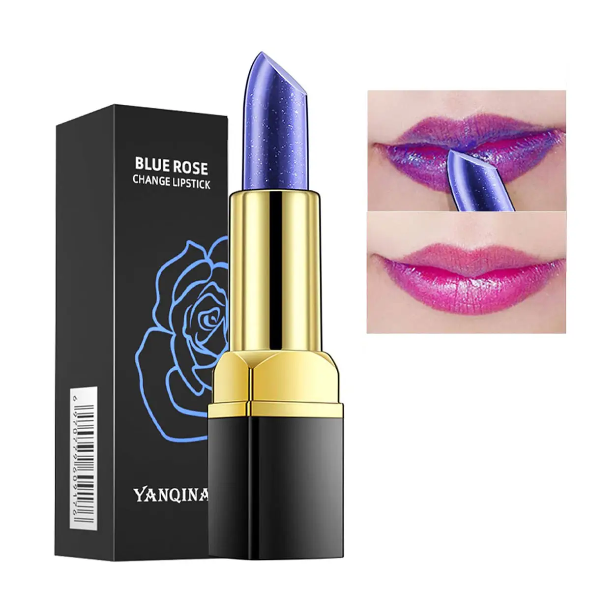 Blauer Lippenstift Magische Farbänderung in Pink Private Label Lippenstift Befeuchten Wasserdichte Temperatur Farbwechsel Lippen fleck Balsam