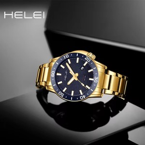 นาฬิกาข้อมือผู้ชาย Helei H9005A-<span class=keywords><strong>G</strong></span> รุ่นคลาสสิก แฟชั่น ควอตซ์ สแตนเลสสตีล 9005 นาฬิกาผู้ชายใหม่ เข็มเรืองแสง กันกระแทก - Product Image 4