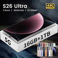 Smartphone 5G S26 Ultra 2026 Deca Core Snapdragon 800 16 Go + 1 To Écran OLED HD 7,3 Pouces 120 Hz Android 15 Caméra Arrière 108 MP