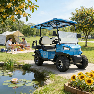 Voiturette de golf électrique 4 places, batterie lithium 72V, modèle surélevé pour hôtel-resort - Product Image 1