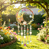 Attrape-soleil simple et coloré en pierre, Arbre de Vie, Décoration de rebord de fenêtre, Carillon éolien, Artisanat, Pendentif lune, Pendentif en cristal