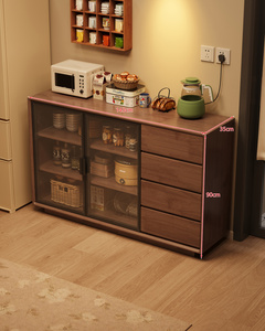 <span class=keywords><strong>Buffet</strong></span> <span class=keywords><strong>haut</strong></span> en bois massif avec portes vitrées, organisateur à panneaux perforés et tiroirs – Meuble de rangement autoportant pour cuisine - Product Image 2