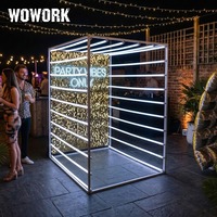 WOWORK Fer Métal Cubique avec Roues Boîte de Déménagement Mobile Flight Transport Case pour Mariage Miroir Photo Booth Box