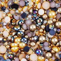 Paquet mixte de Style chaud ABS demi-perles rondes résine strass plastique dos plat vêtements accessoires pour la décoration