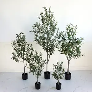 Planta artificial de simulação de oliveira estilo escandinavo verde decorado sala de estar