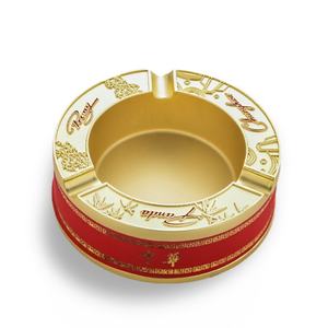 Cenicero de Metal de Aleación de Zinc y Cuero PU Rojo, Diseño Chino Típico, Logotipo Personalizado, Hecho en China - Product Image 2