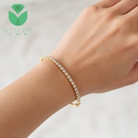 Bracelet demi-tennis de luxe Betterstar en or jaune 14K 18K avec diamants de laboratoire taille brillant ronde, certifié IGI D VVS, à charnière, unisexe