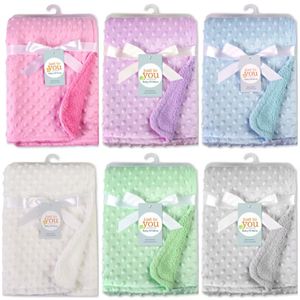 厂家价格超柔软2层羊毛夏尔巴婴儿包裹圆点貂皮毛毯圆点婴儿襁褓新生儿毛毯 - Product Image 6