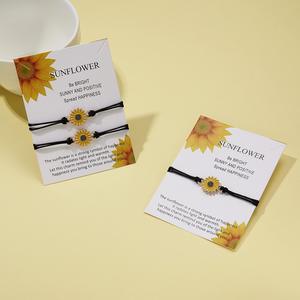 友谊向日葵魅力手链你是我的阳光许愿珠宝小指承诺雏菊魅力情侣配套手链 - Product Image 1