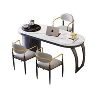 Table à thé en ardoise avec structure métallique intégrée, ensemble de chaises de bureau Kung Fu pour la préparation du thé, mobilier de maison minimaliste de luxe léger pour balcon