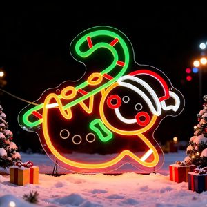 Gingerbread man LED neon indoor hanging ambient light furniture party Christmas wall decoration light shop <b>sign</b> indicator light - Product Image 1