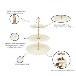 Support à gâteau en métal artisanal avec surface facile à nettoyer pour la présentation professionnelle de gâteaux, la restauration et les arrangements de desserts pour les fêtes - Product Image 6