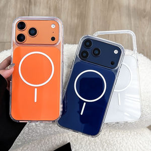 Nueva Funda de Teléfono Transparente Simple y Moderna con Anillo Magnético a Prueba de Golpes para PC, Color Puro, para 17 Pro Max - Product Image 1