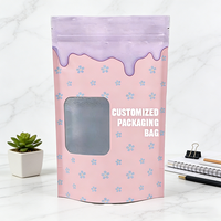 Sacs en plastique personnalisés noir mat en Mylar, pochettes autoportantes en aluminium avec fermeture éclair pour snacks et aliments, avec fenêtre transparente