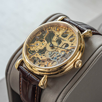 Montre mécanique à remontage manuel en acier inoxydable de haute qualité, véritable squelette de mouvement Seagull, fond transparent, pour homme, à vendre
