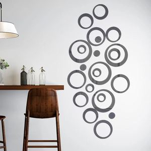 Pegatina de Pared Circular de Espejo Acrílico, Combinación 3D, para Dormitorio, Sala de Estar, Desmontable, Impermeable, Decorativa - Product Image 1