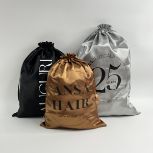 Wholesale Luxury Satin Gift Bags Wedding Favor Baby Shower Christmas Gift Bags Silk Drawstring Bags with Custom Logo - Product Image 2