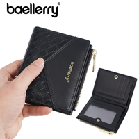 Baellerry dompet pendek wanita, versi Korea ritsleting merah tas kartu dompet koin