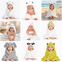 Serviette de bain à capuche pour bébé en bambou de haute qualité, durable, séchage rapide, divers motifs mignons, 75*75cm, 90*90cm