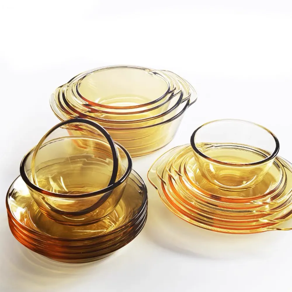 Lò Vi Sóng Cao Borosilicate Glass Amber Bộ Đồ Ăn Bằng Thủy Tinh Màu