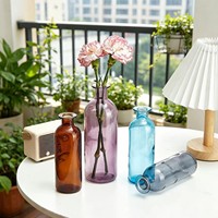 Vase à fleurs pour la maison, vase en verre transparent, style INS, petit diamètre, vase hydroponique transparent, décoration de bureau et de maison
