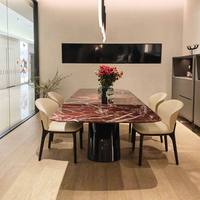 Table à manger moderne de luxe Rosso Levanto, plateau en marbre, acier inoxydable, pour la maison, le bureau, l'hôtel, l'appartement, meubles de maison