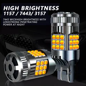 JG T20 With Fan Dual Color CANBUS Anti Hyper Flash Bulb 2800LM 25W Turn Signal Light 1157 7443 3030 36smd Switchback LED