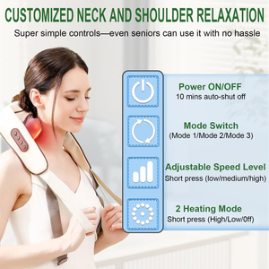 <b>Wireless</b> Shiatsu Neck and Shoulder Massager with Soothing <b>Heat</b> Deep Tissue Kneading for Pain Relief - Product Image 4