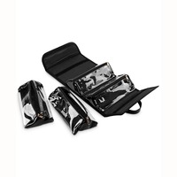 Sac de maquillage suspendu personnalisé 4-en-1, organiseur de rangement pour maquillage enroulable, trousse de toilette de voyage